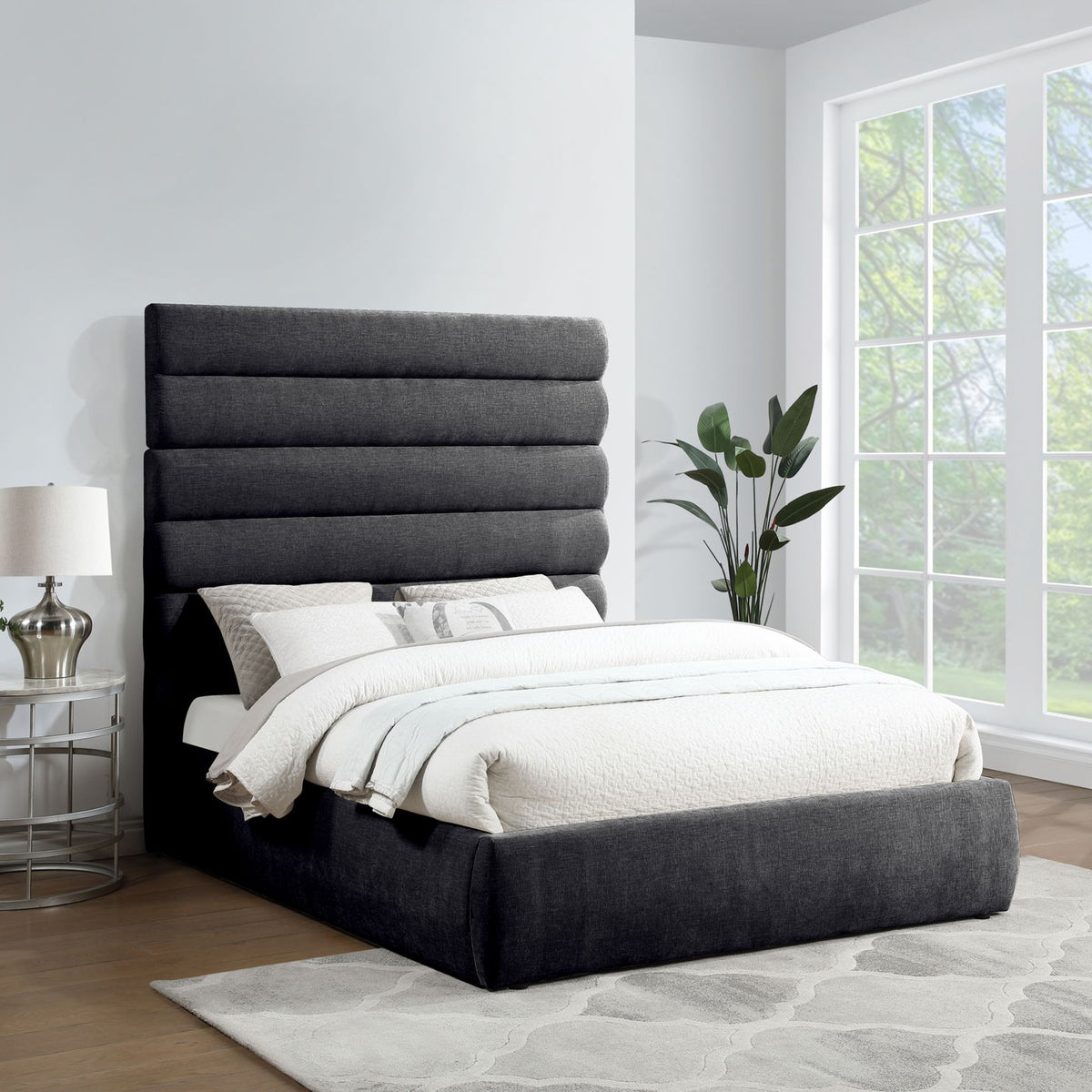 Adam - Chenille Fabric Bed With 70.5" Headboard