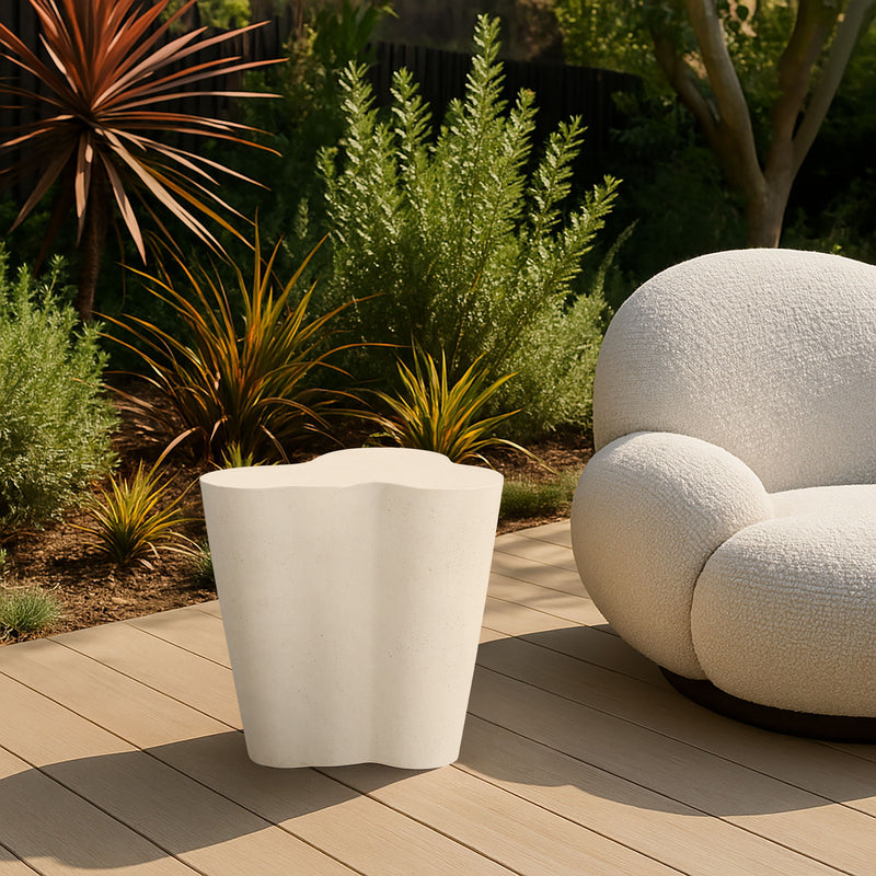 Monza - Concrete And Fiberglass Indoor / Outdoor End Table - Cream