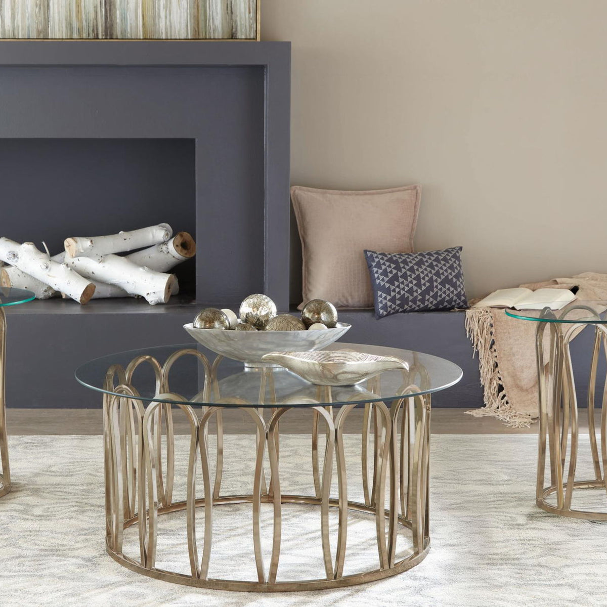 Monett 3-piece Coffee and End Table Set Chocolate Chrome