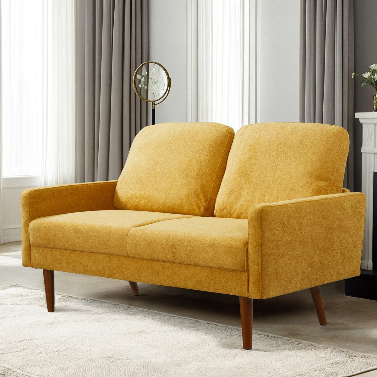 Loveseat Sofa, European Style With Sleek Design, Modern & Vintage Flair, Upholstered 2 Seater Couch