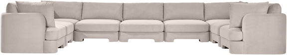 Light gray velvet performance fabric sectional sofa with chaise corner and boxy seat cushions