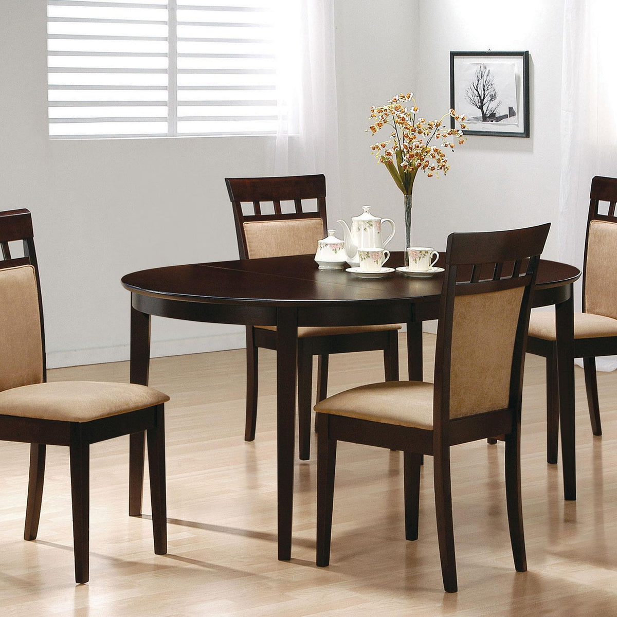 Gabriel 5-piece Extension Leaf Dining Table Set Cappuccino