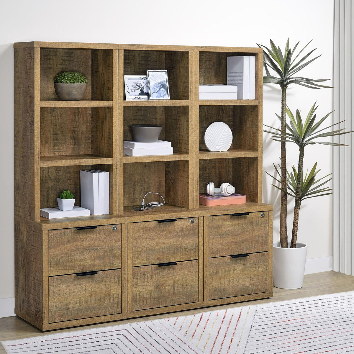 Westpark 3-piece Wall Unit Bookcase Set with USB Mango