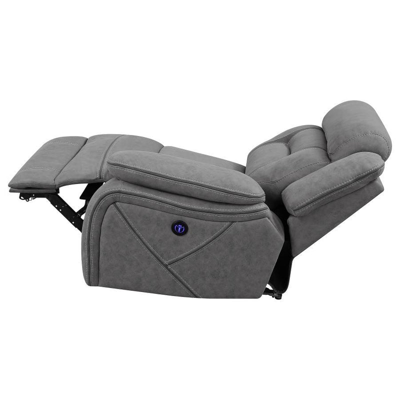 Higgins - Upholstered RAF Power Recliner - Gray