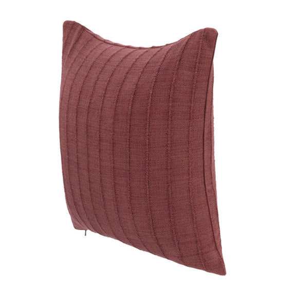 Hunter SLD pillow in cherrywood red, side view with vertical channel stitching detail