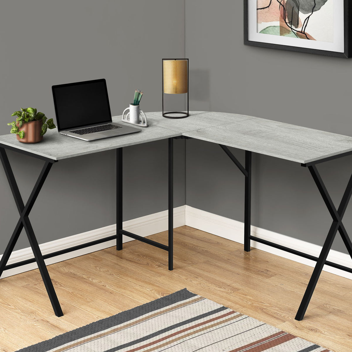Computer Desk, Home Office, Corner, L Shape, Laptop, Contemporary / Modern