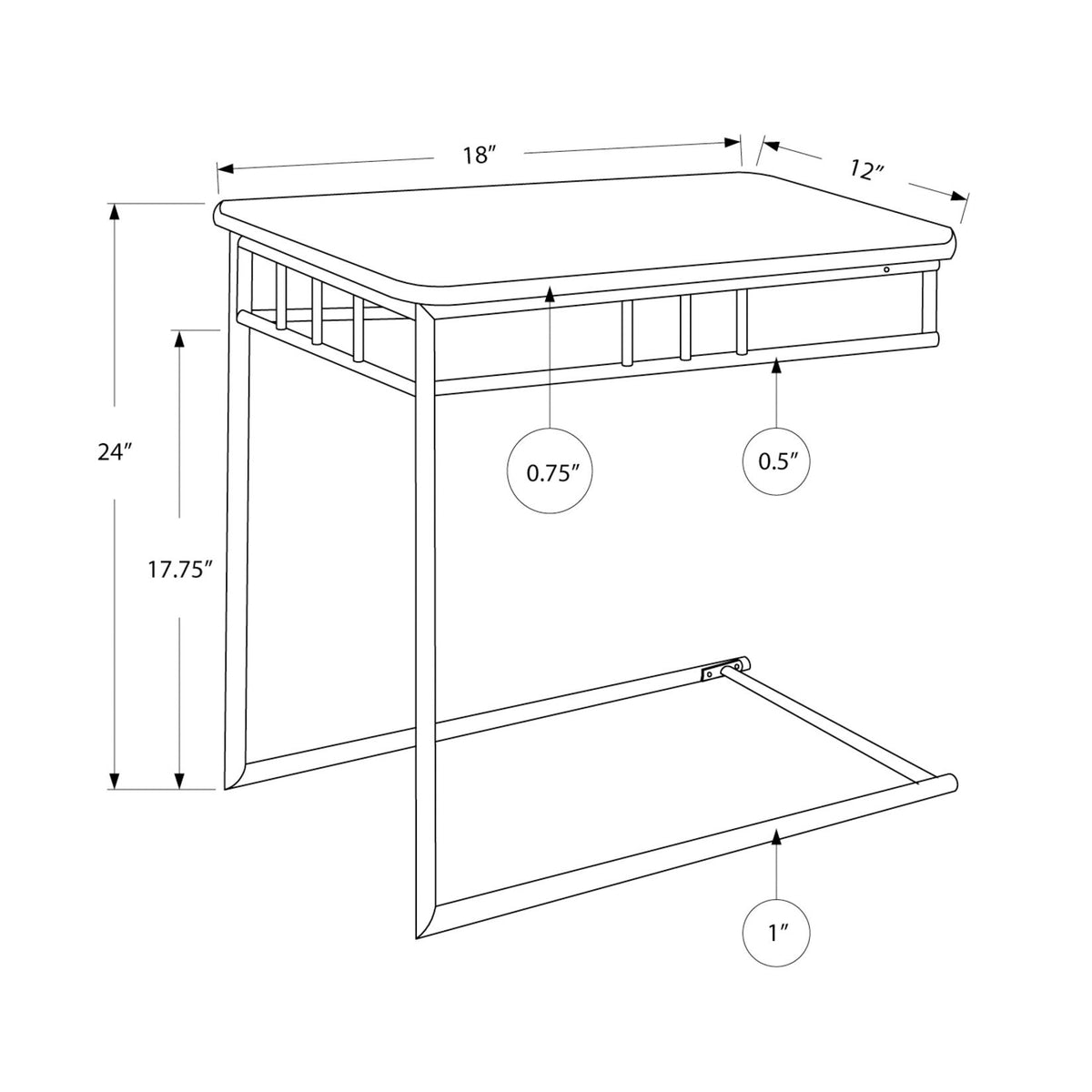 C-Shaped Accent Table Marble Look For Living Room