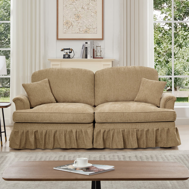 Mid-Century Chenille Sofa - Light Coffee Chenille