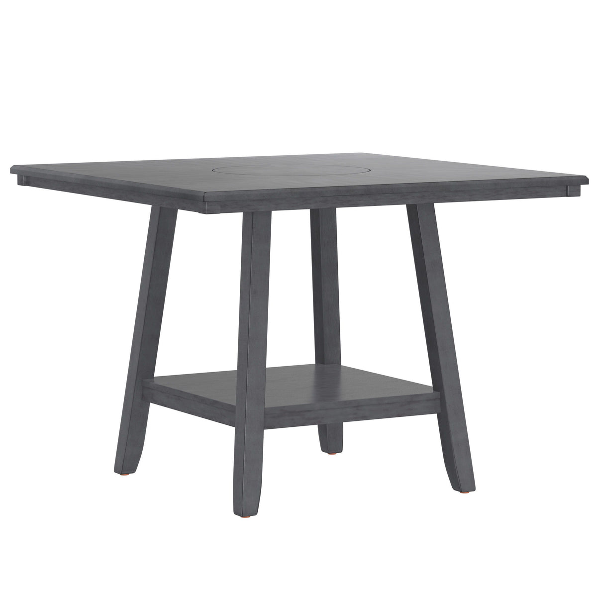 Counter Height Dining Table With Tapered Base And Lazy Susan - Gray