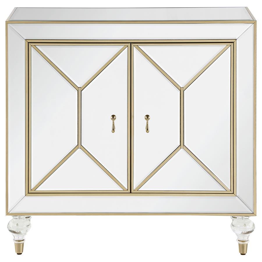 Lupin - 2-Door Mirrored Storage Accent Cabinet - Champagne