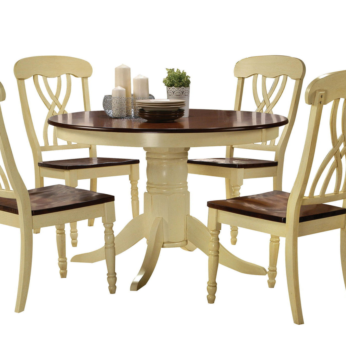 Dylan - 5 Pieces Dining Room Set - Cream / Oak