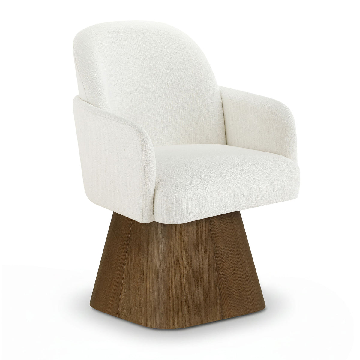 Marlowe - Linen Textured Fabric Upholstered Swivel Dining Arm Chair - Stained Brown