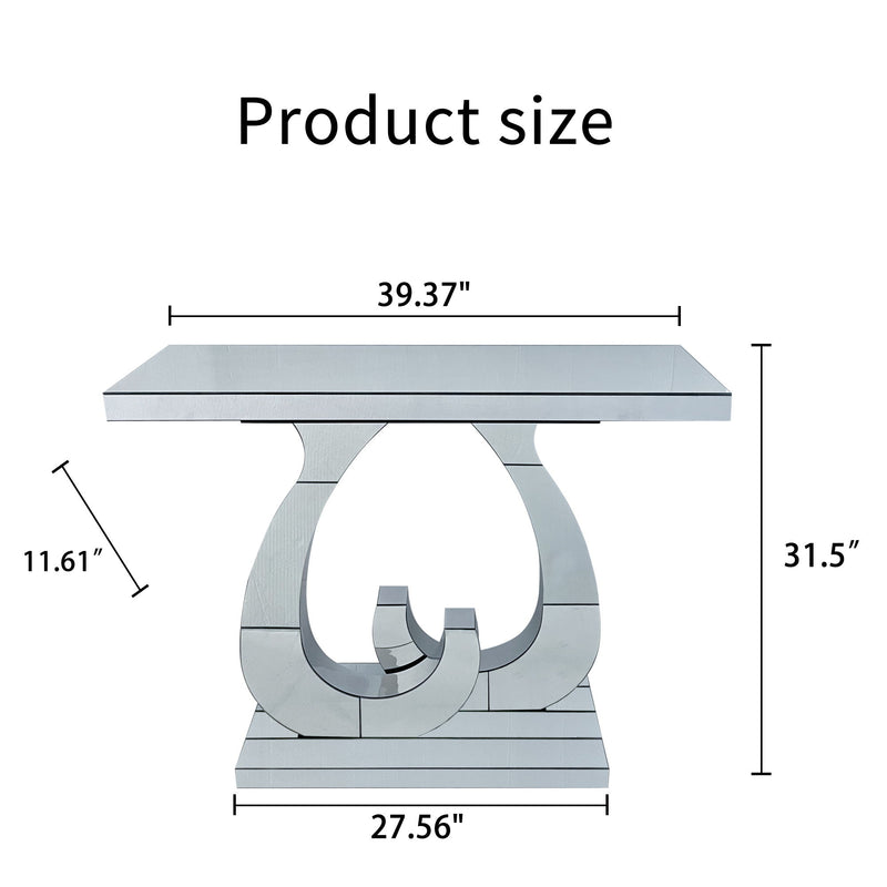 Double C - Base Rectangular Sofa Table For Living Room - Silver