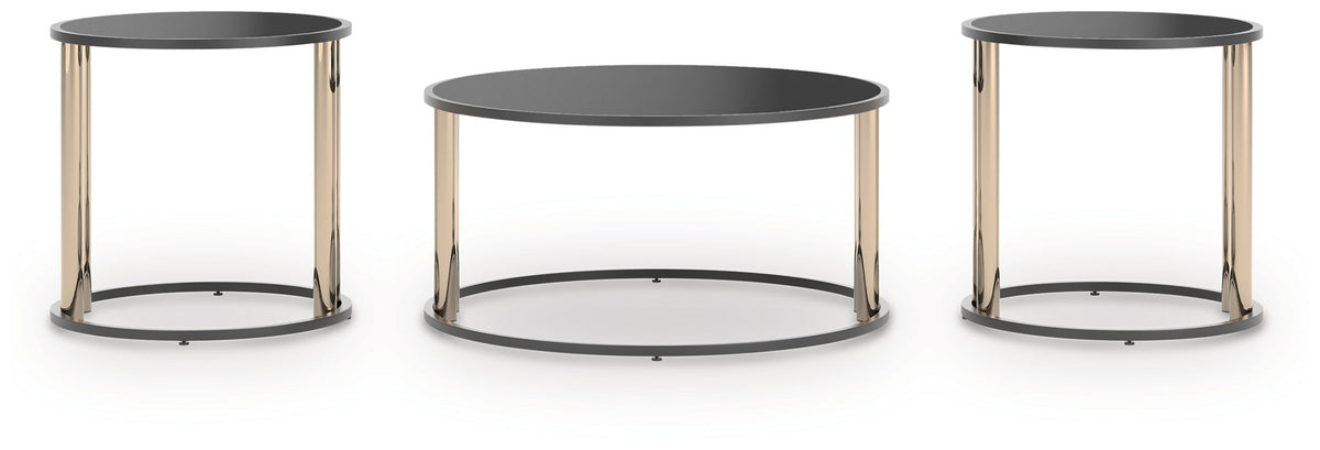 Hannerly - Black / Gold Finish - Occasional Table Set (Set of 3)