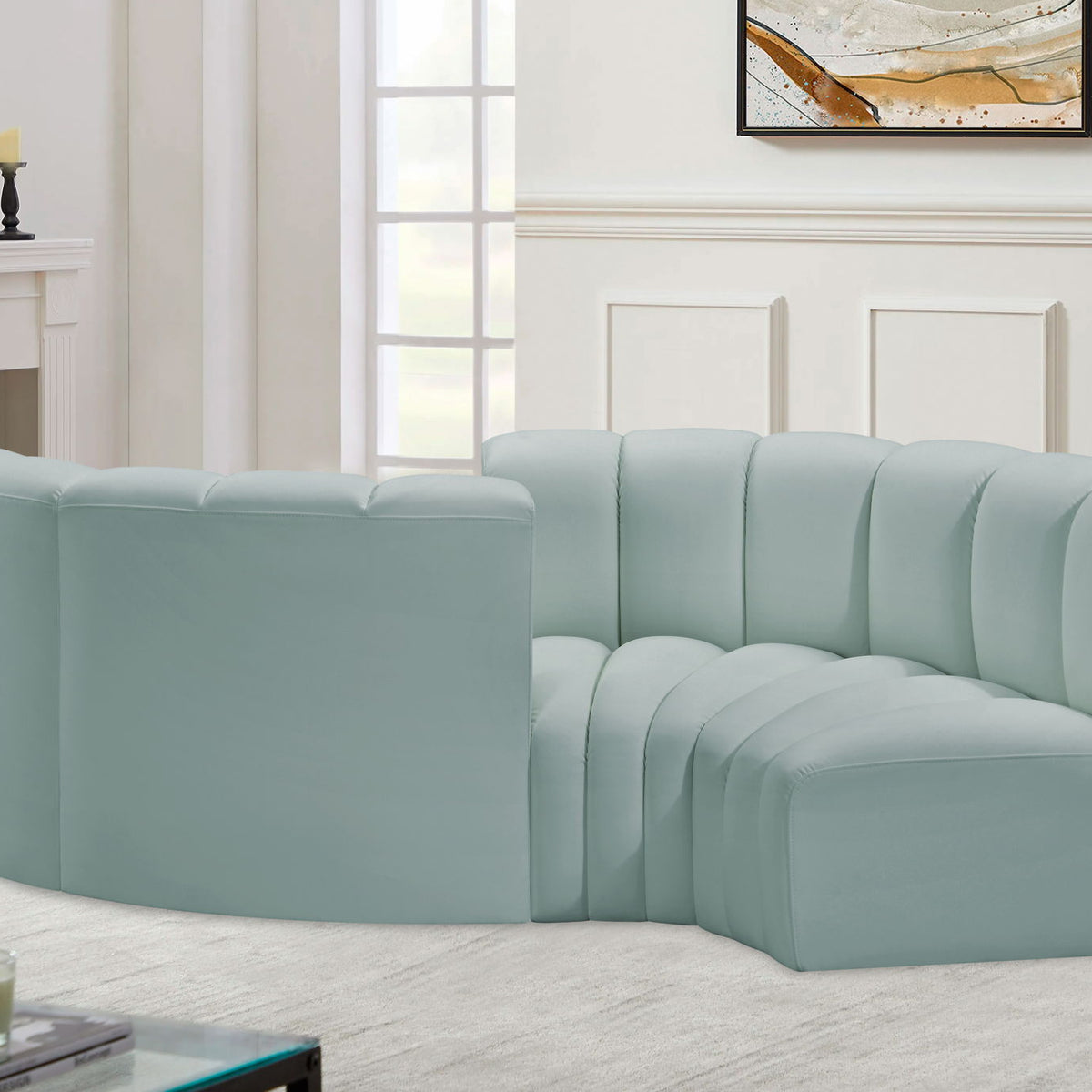 Arc - Faux Leather 4 Piece Curved Modular Sofa