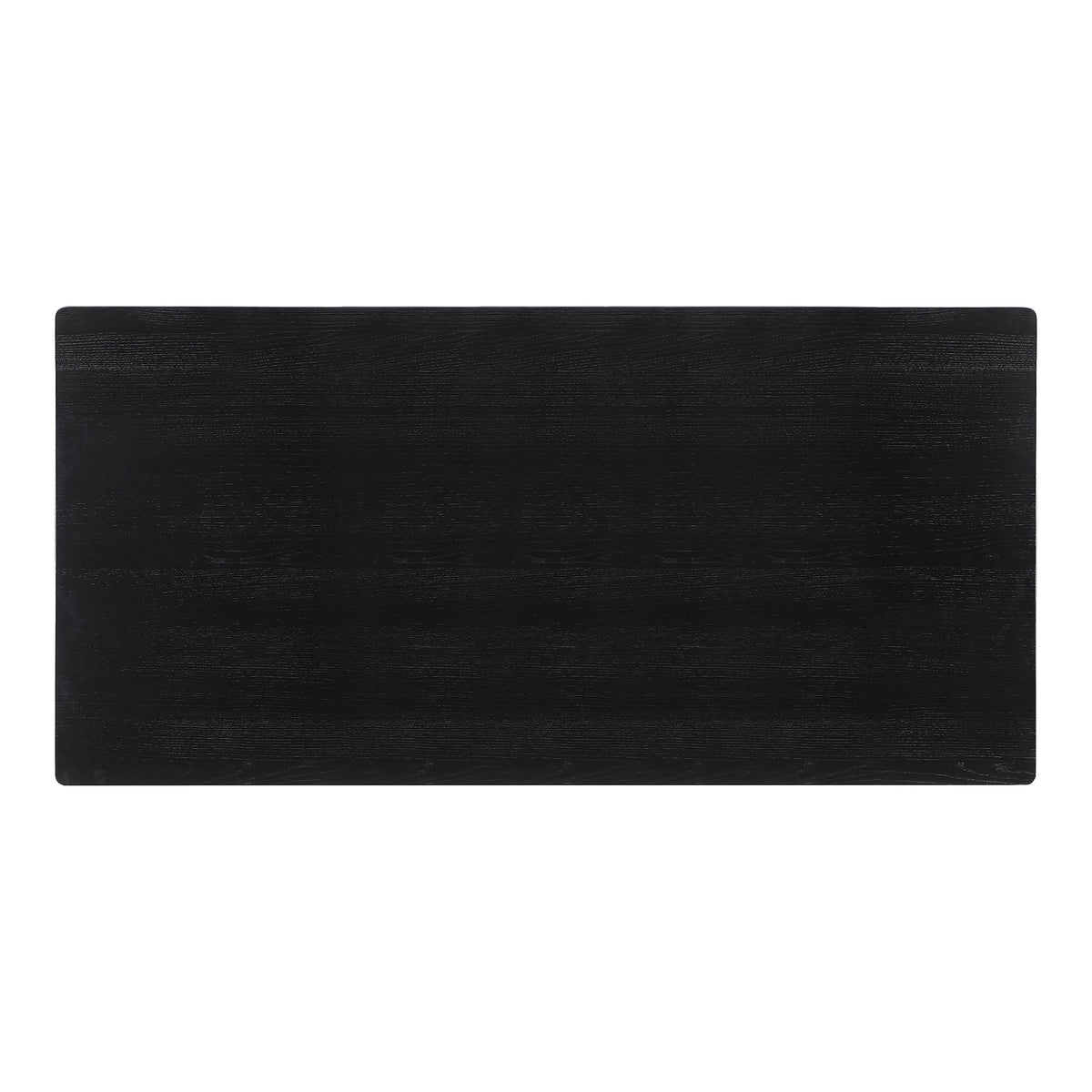 Rectangular black dining table top with subtle wood grain finish