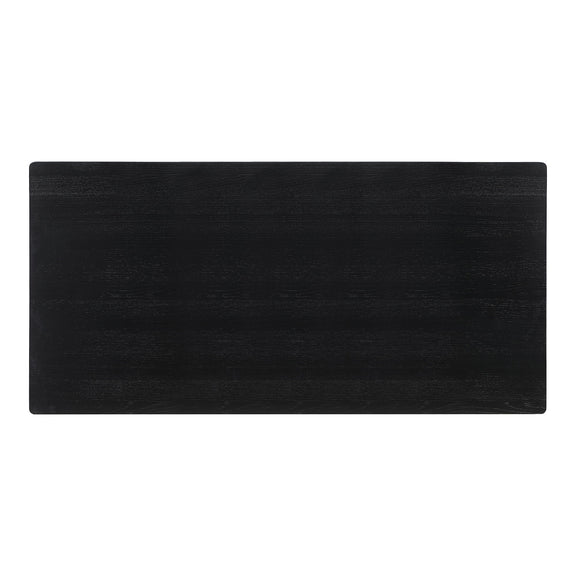 Rectangular black dining table top with subtle wood grain finish