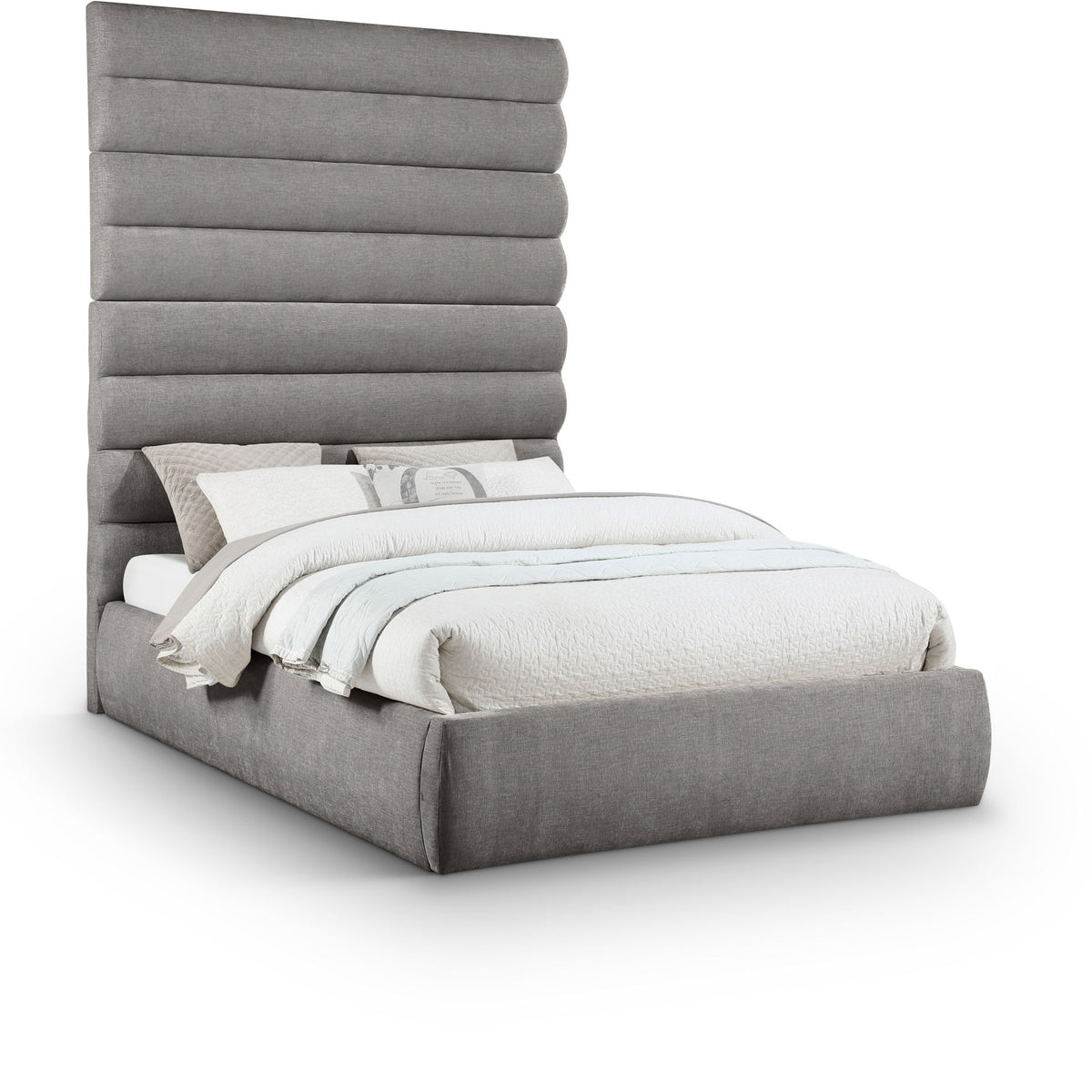 Adam - Chenille Fabric Bed With 89" Headboard