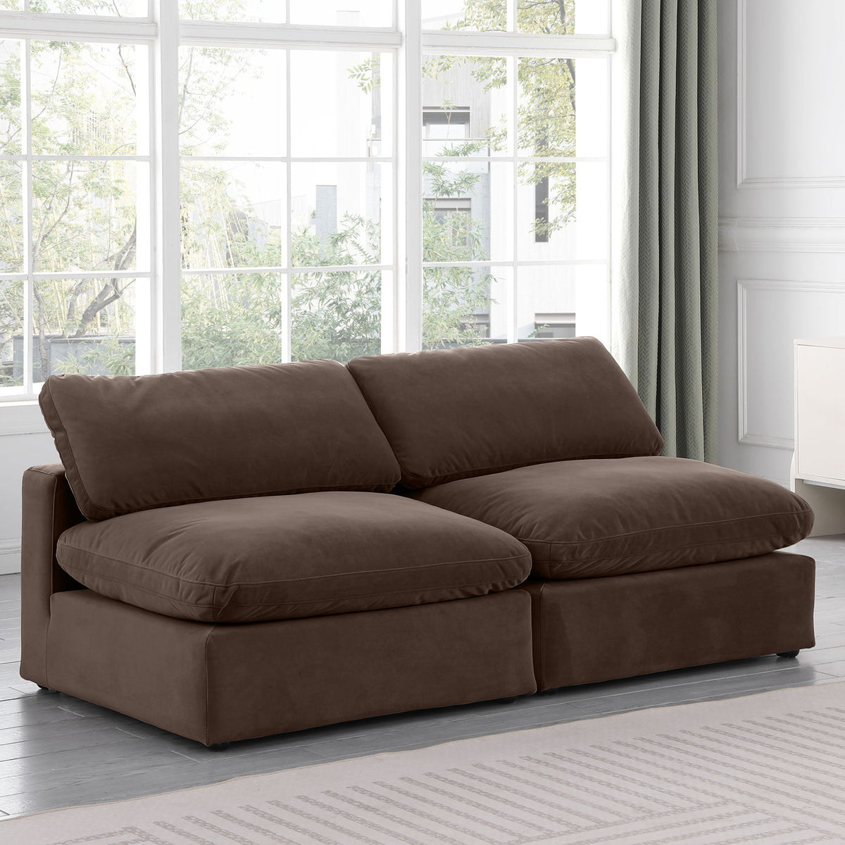 Comfy - Velvet Modular Armless Sofa 2 Seats