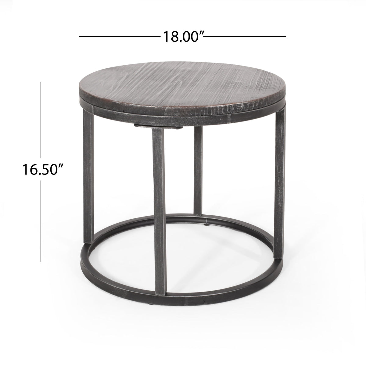 Icebergs - 3 Piece Coffee Table Set With Wood Top And Iron Base - Black / Gray