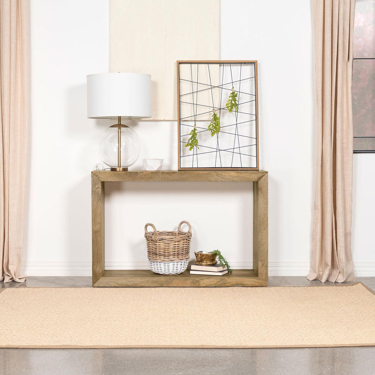 Benton Rectangular Solid Wood Sofa Console Table Natural