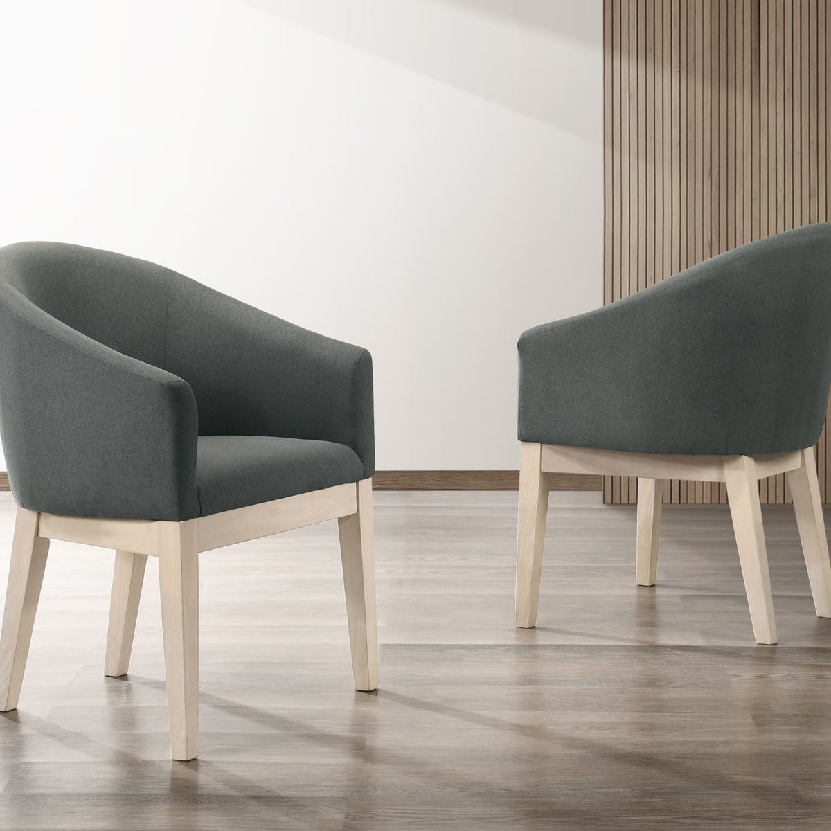 Neroli - Fabric Barrel Accent Chair (Set of 2) - Gray