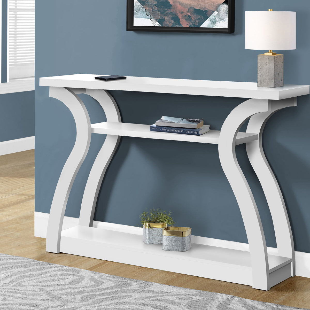Accent Console Table For Entryway, Unique Curved Design
