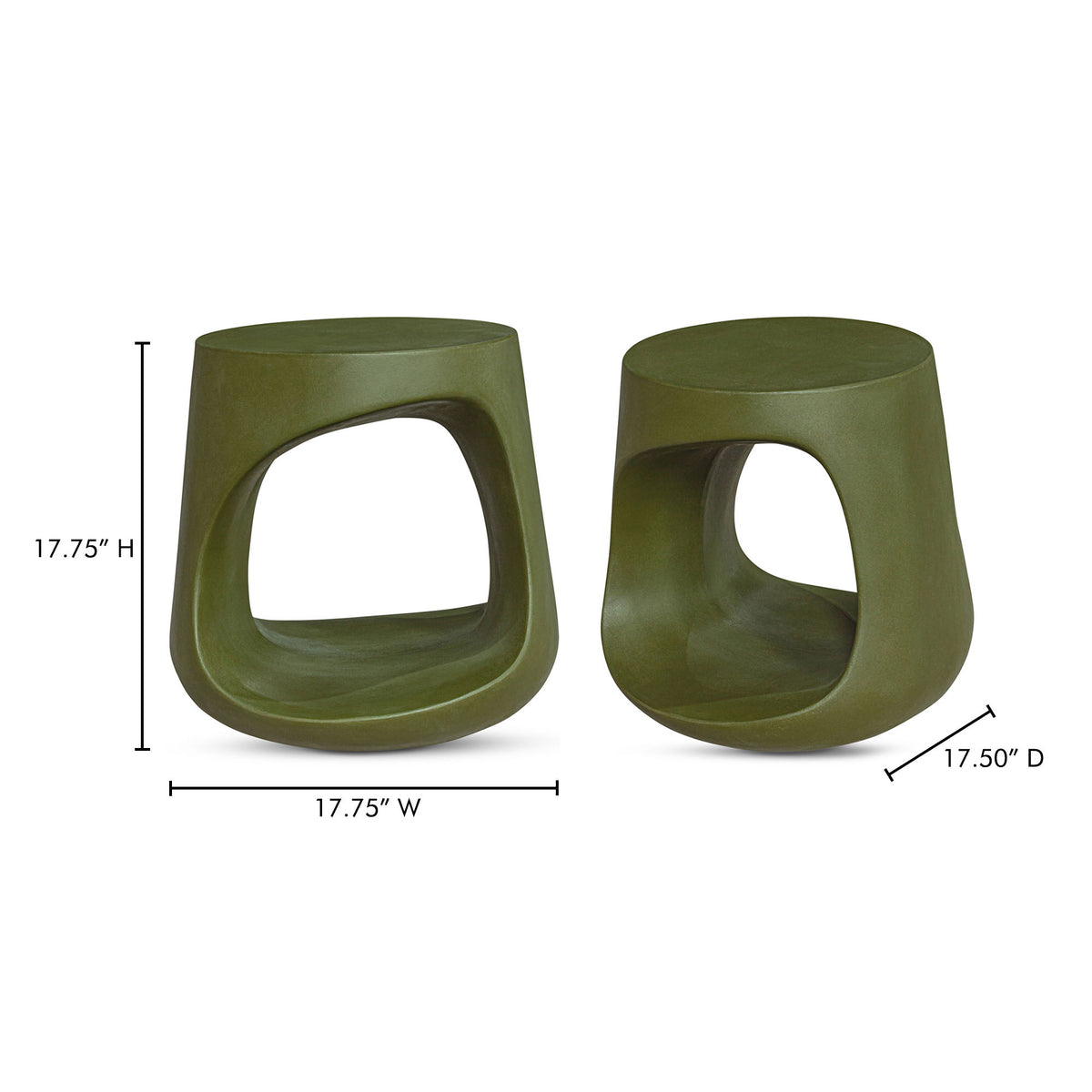 Dark green outdoor stool, 17.75" H x 17.75" W x 17.50" D