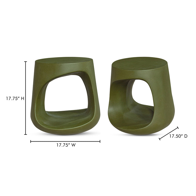 Dark green outdoor stool, 17.75" H x 17.75" W x 17.50" D
