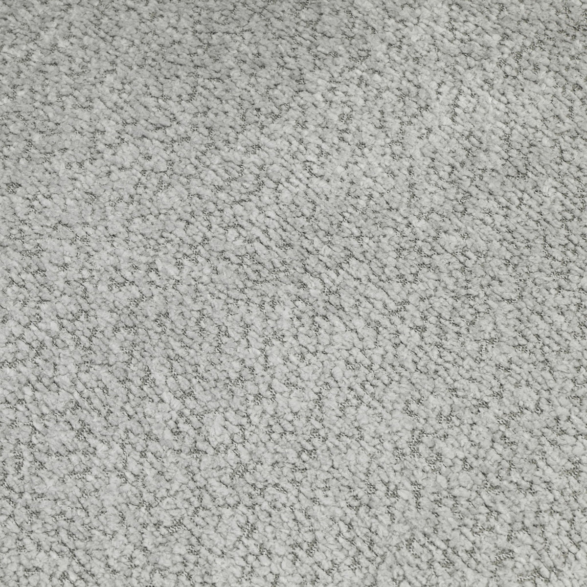 Gray textured upholstery fabric close-up with dense speckled pile