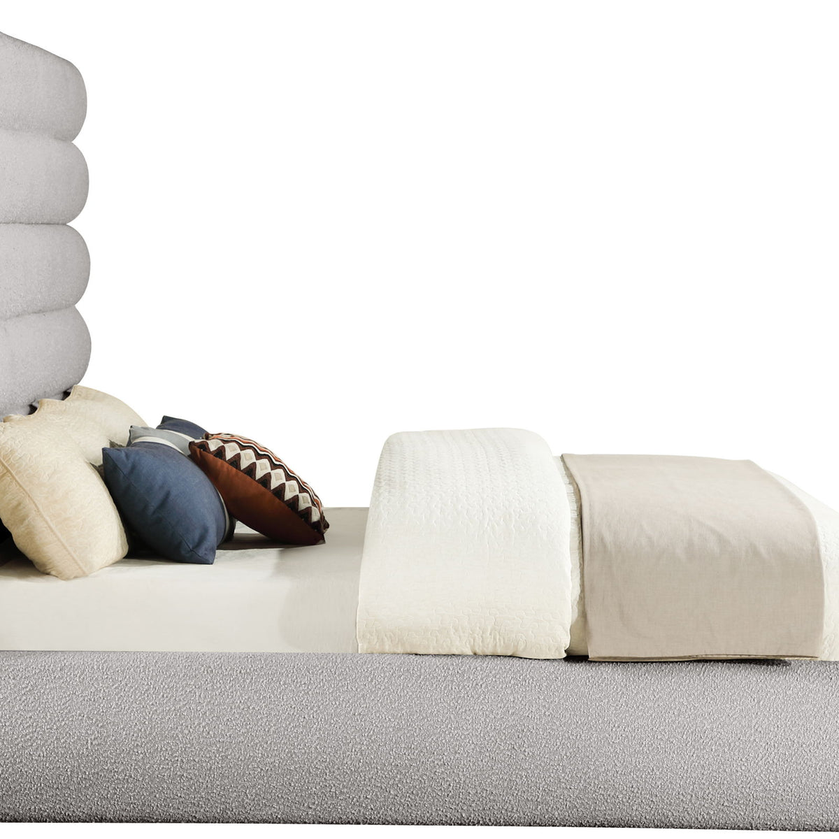 Adam - Boucle Fabric Bed With 70.5" Headboard