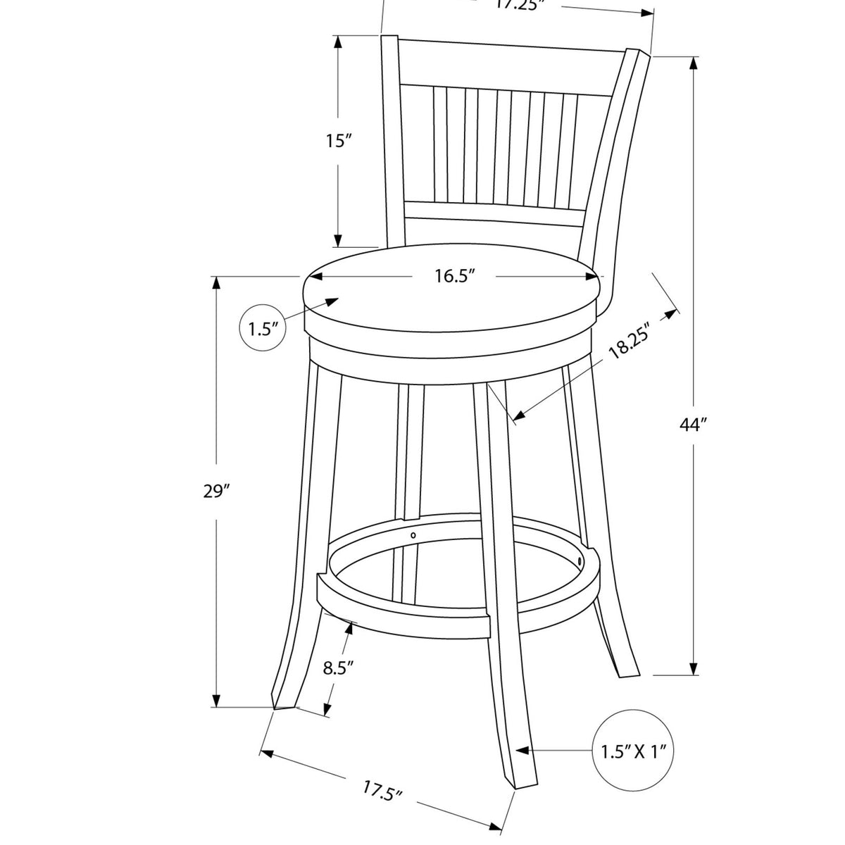 Swivel Stool Bar Height, Transitional Stylish Design (Set of 2)