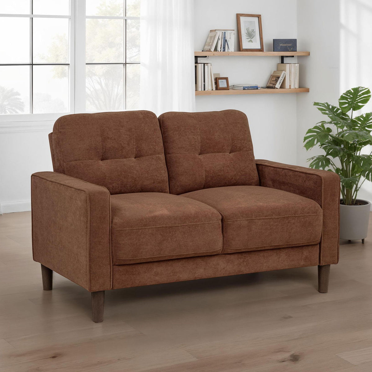 Bowen II Fabric Upholstered Track Arm Loveseat Rust