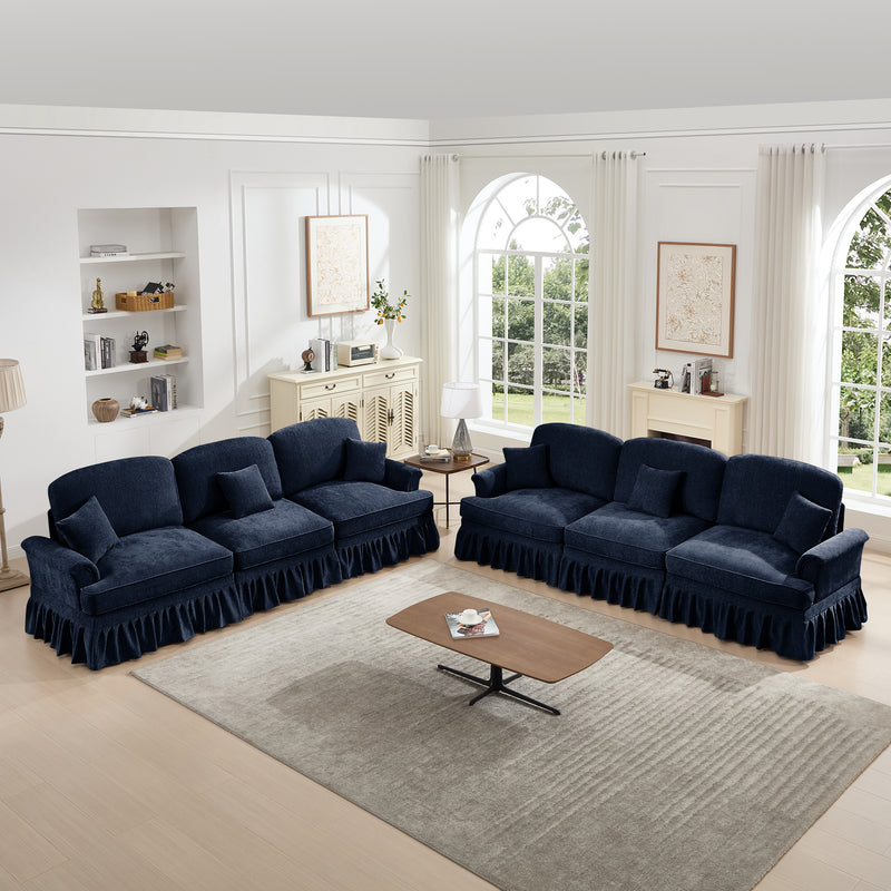 Modular Chenille Sectional Sleeper Sofa - Blue Chenille