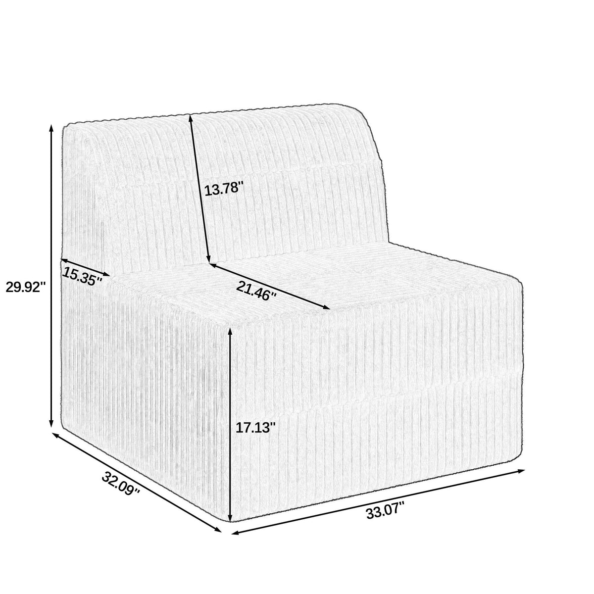 Modern Minimalist Corduroy Sleeper Sofa, Compressed Sectional Single Seat