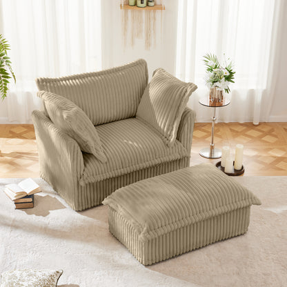 Set of 2 Slipcovered Corduroy Armchairs - Camel Corduroy