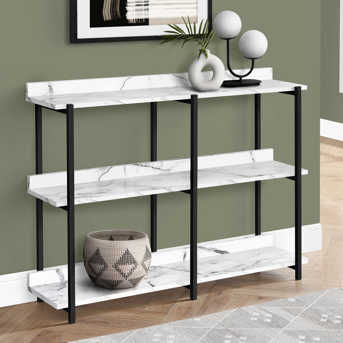 Accent Console Table For Entryway, 3 Tier Design