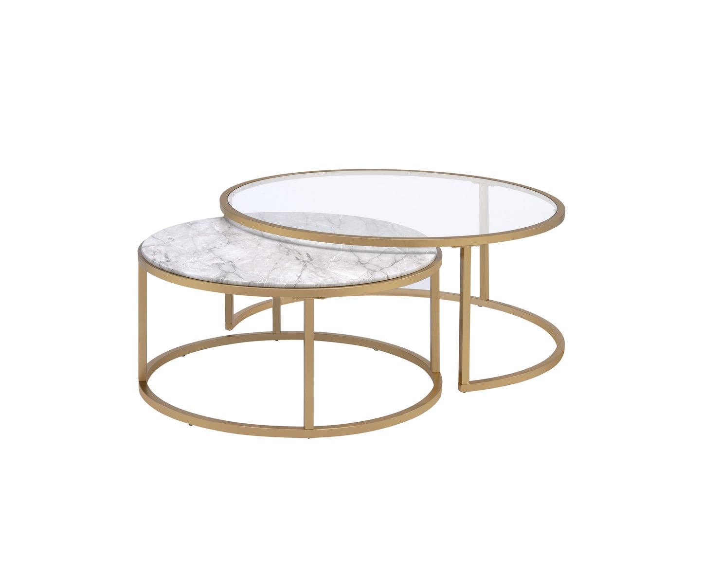 Shanish - Engineered Stone Top Nesting Table Set - Gold