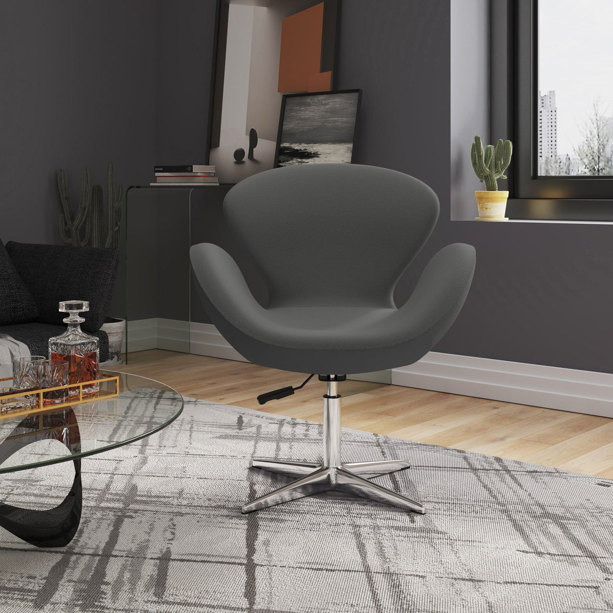 Manhattan Raspberry - Swivel Lounge Chair