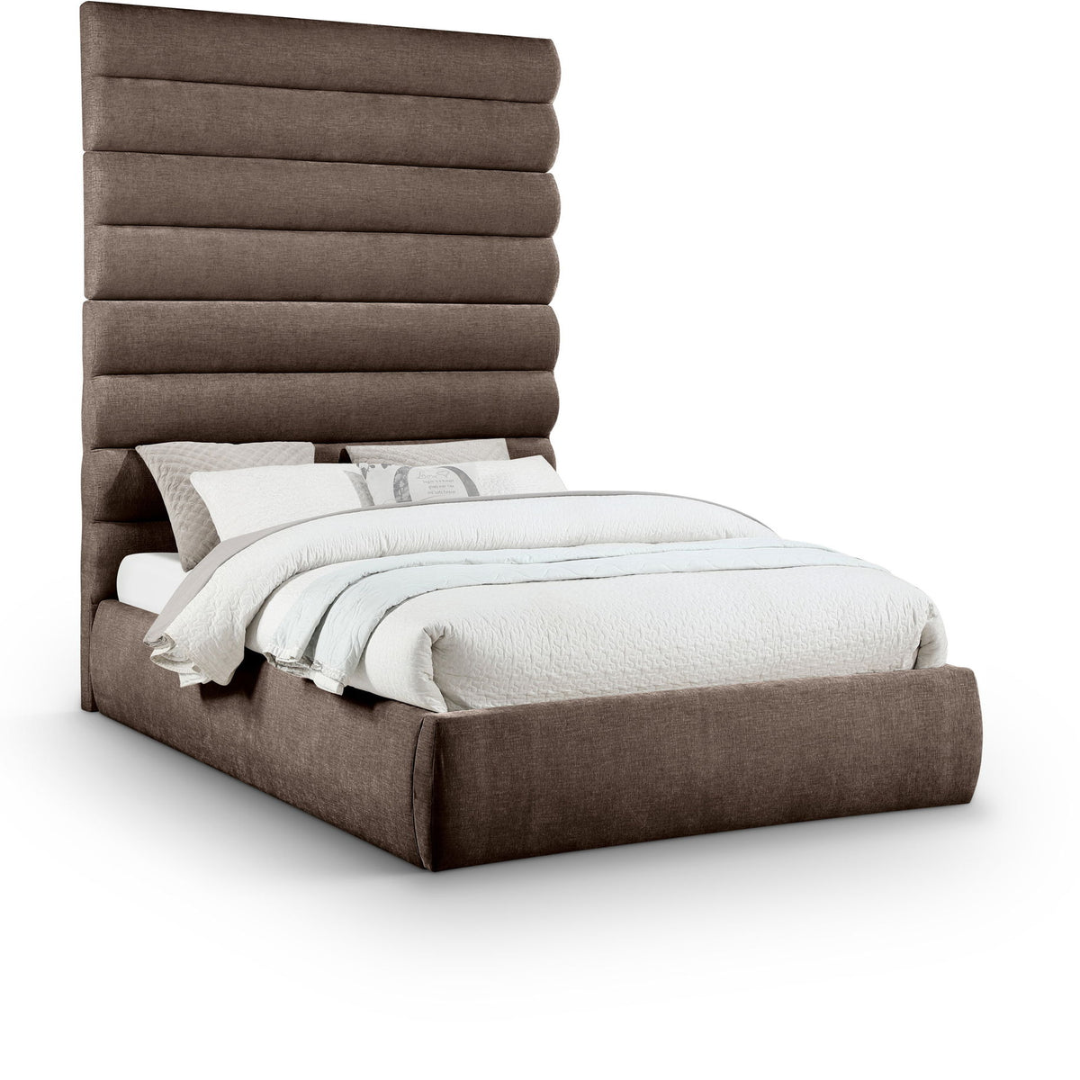 Adam - Chenille Fabric Bed With 89" Headboard