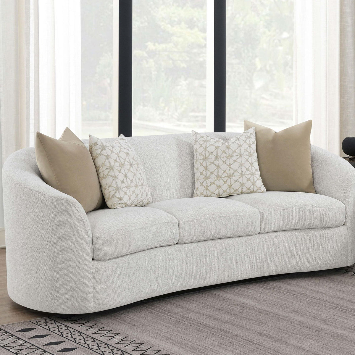 Rainn Boucle Upholstered Sloped Arm Sofa Latte