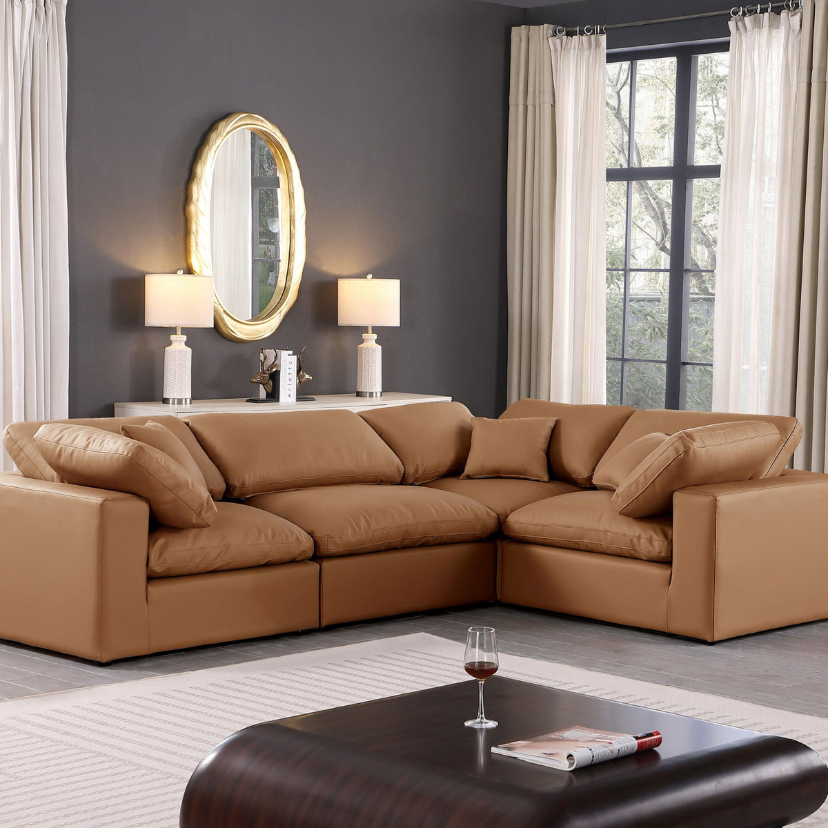 Comfy - 4 Piece Faux Leather Modular Sectional