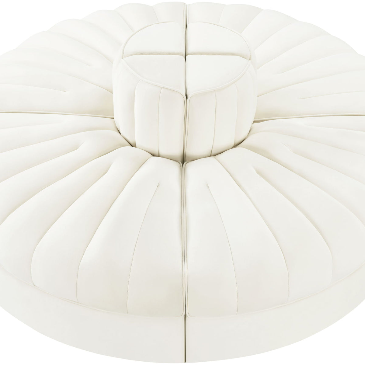 Rummi - Round Velvet Performance Fabric Upholstered 4 Piece Modular Sofa