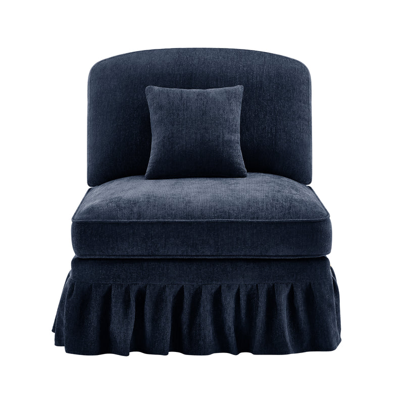 Chenille Armless Sofa - Blue Chenille