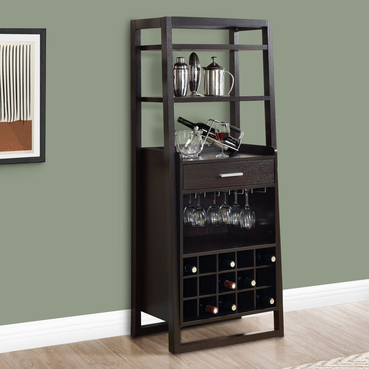 Home Bar Wine Rack Storage Cabinet - Espresso