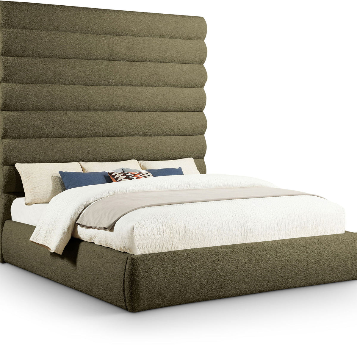 Adam - Boucle Fabric Bed With 89" Headboard