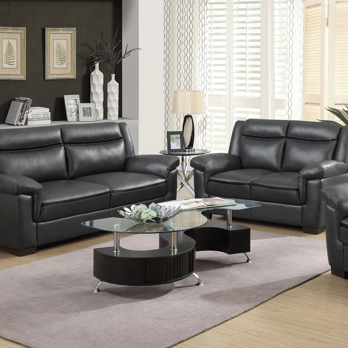 Arabella 2-piece Upholstered Padded Arm Sofa Set Grey