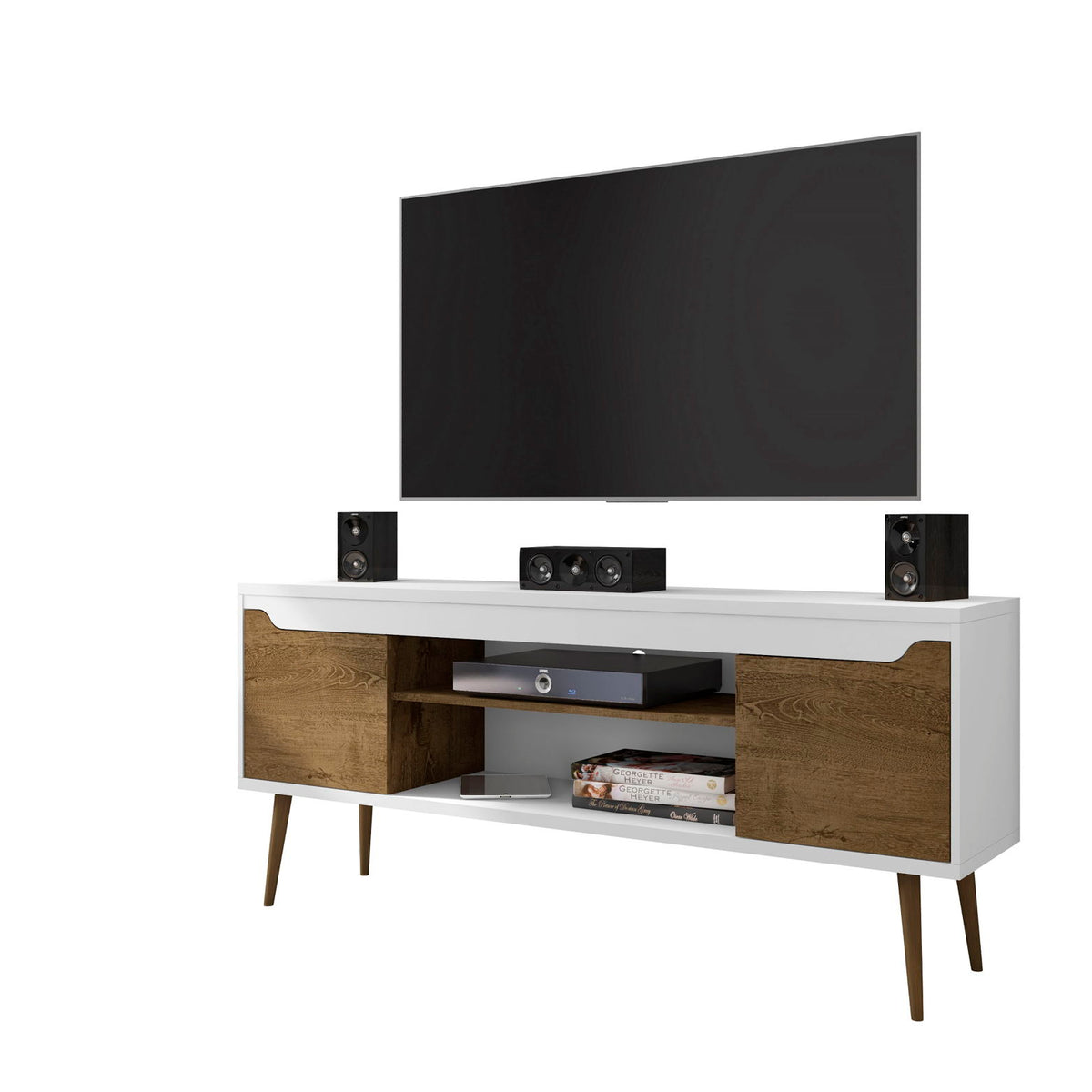 Bradley - TV Stand - Rustic Brown And White