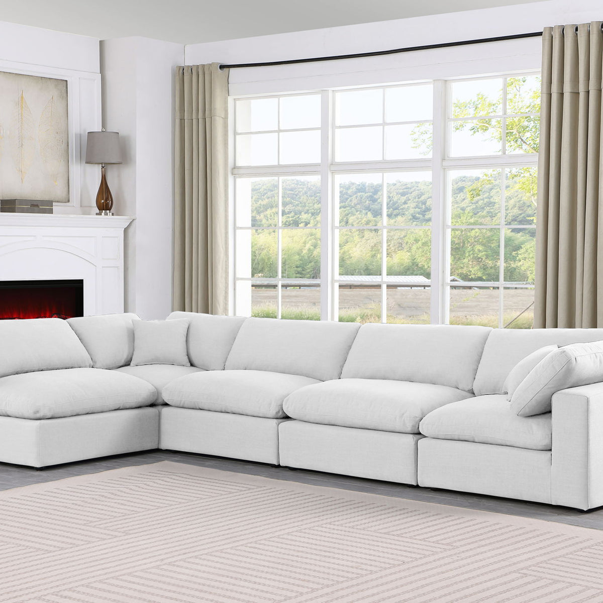 Comfy - 5 Piece Linen Modular Sectional