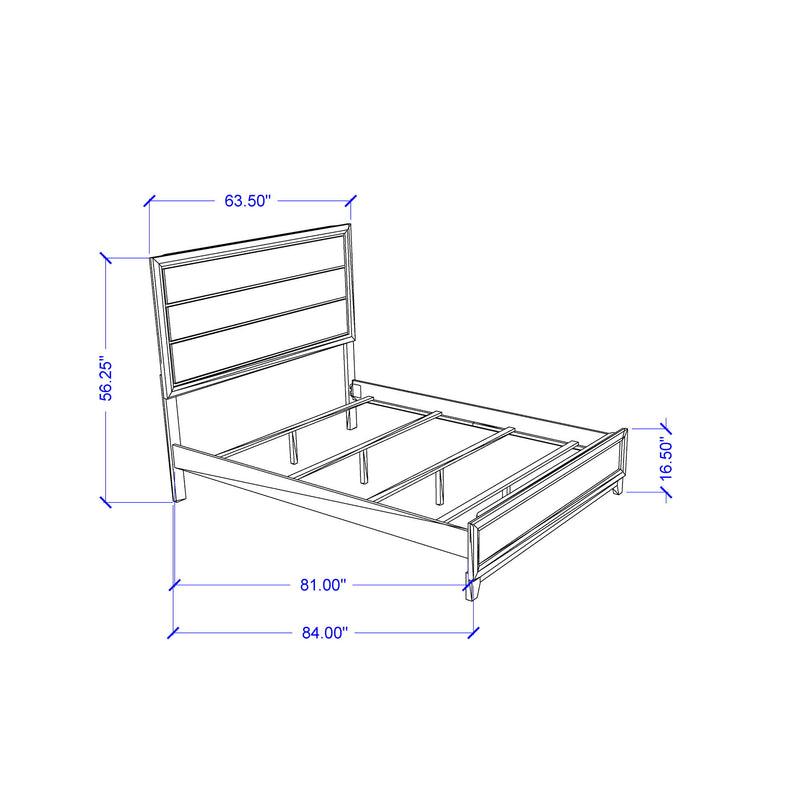 White platform bed frame with three-slat headboard and underbed dimensions